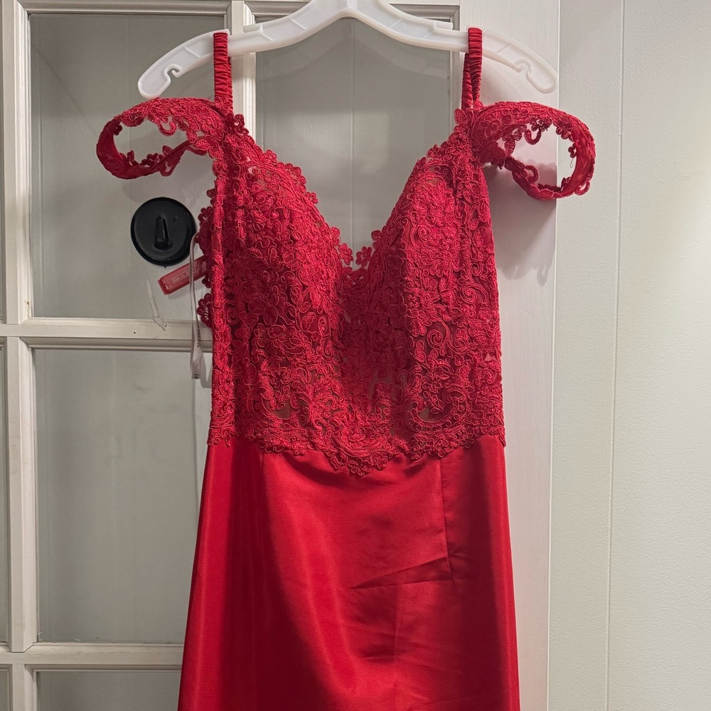 Elegant Red Lace Prom Dress